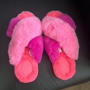 Target “stars above” pink furry fuzzy slippers